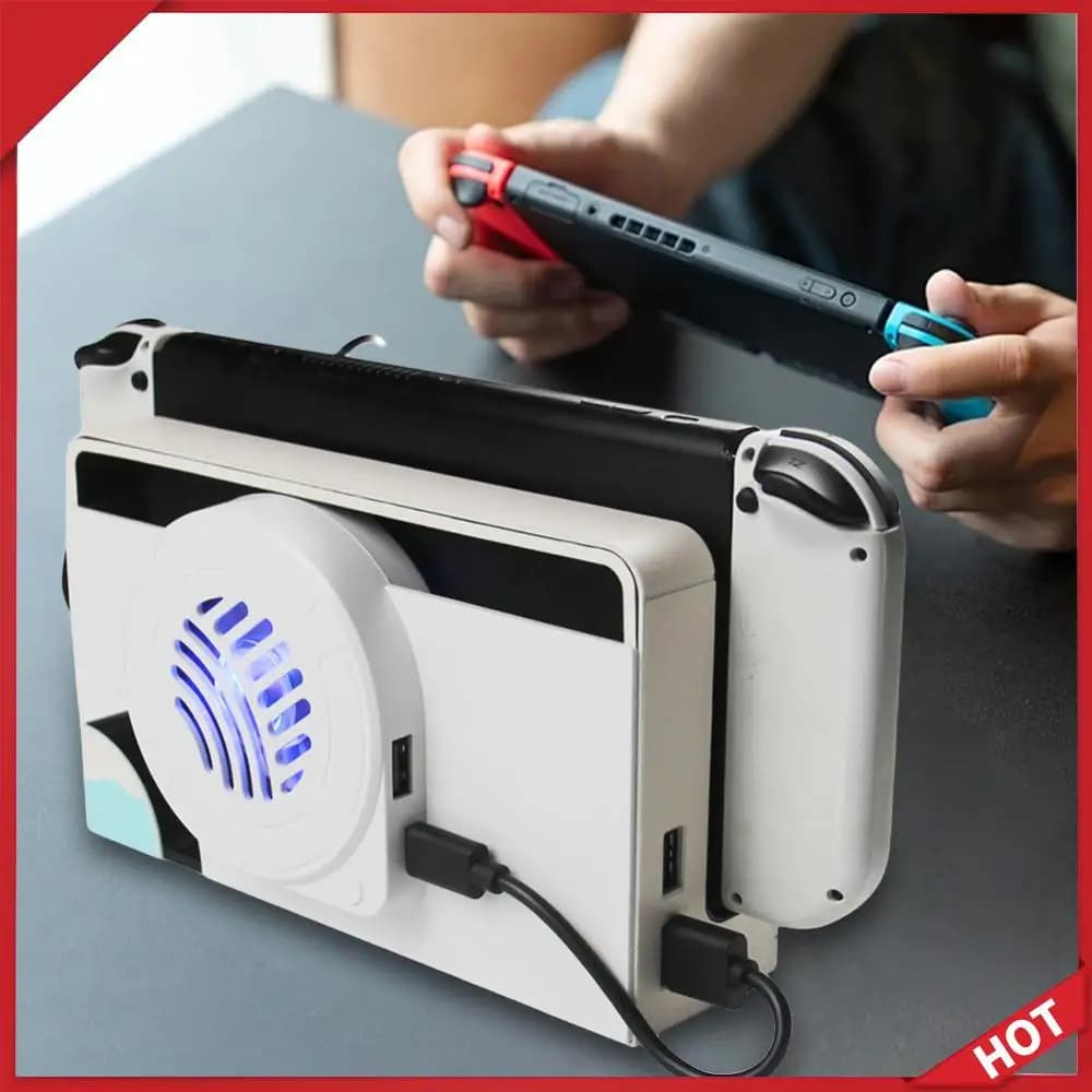Ventola di Raffreddamento LED con Luce, Radiatore Turbo, Base di Raffreddamento per Console di Gioco, Docking Station per Nintendo Switch OLED