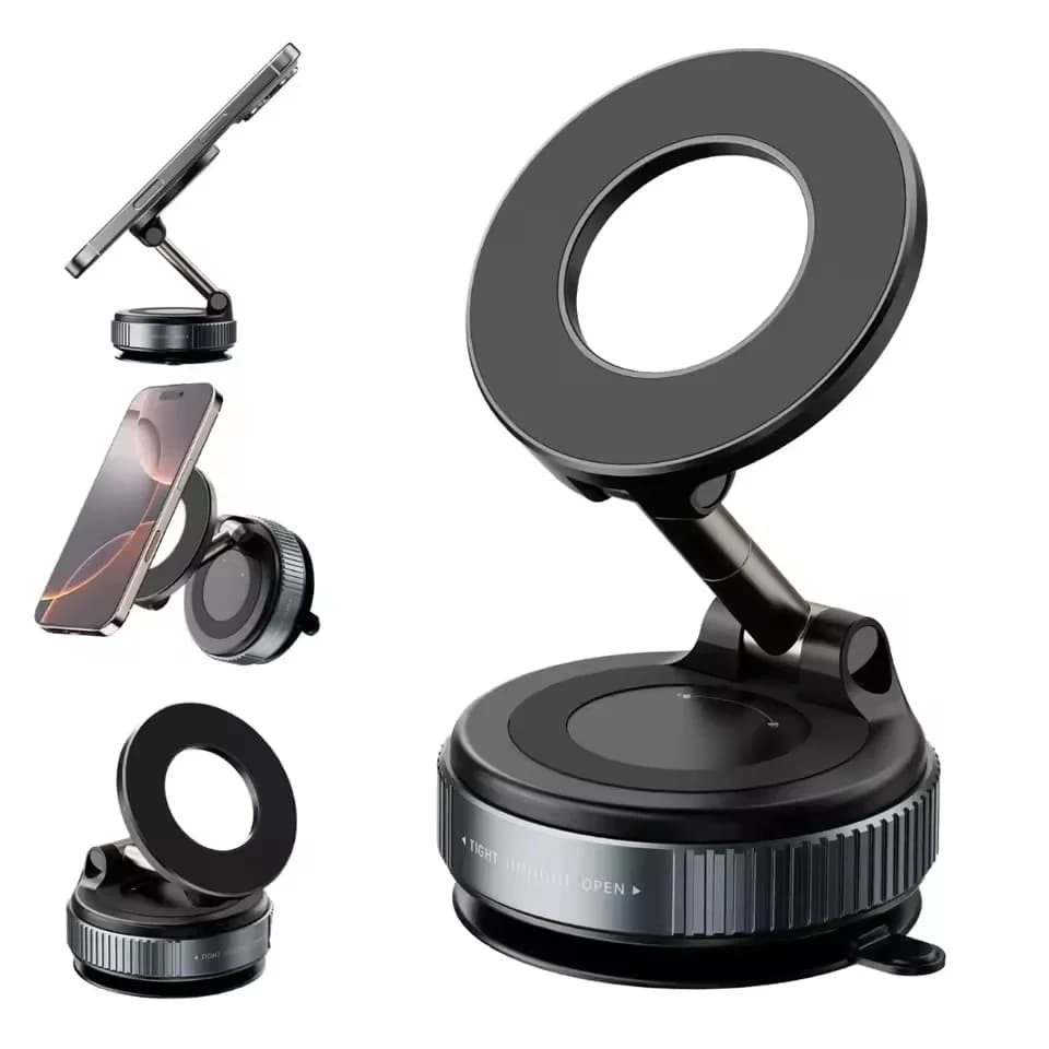 Venditore CALDO 360 ° Supporto per telefono per auto magnetico sottovuoto regolabile Supporto per telefono con ventosa magnetica Supporto pieghevole per palestra per specchietto per auto