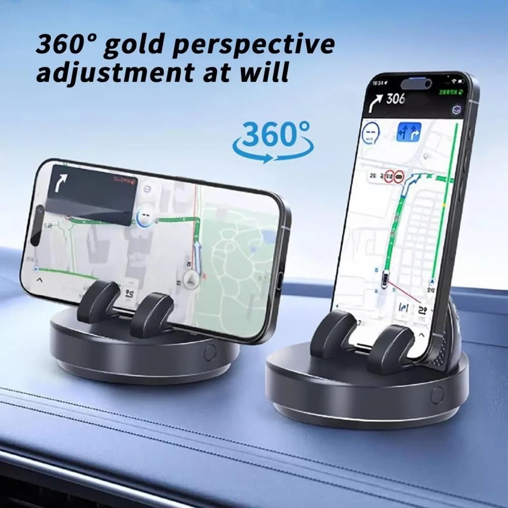 Supporto per telefono da cruscotto auto 360° ° Supporto per Navigazione GPS Auto Regolabile con Rotazione, Supporto Fisso con Ventosa Antiscivolo per Smartphone