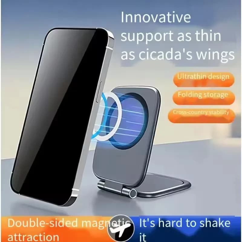 Supporto Magnetico per Telefono da Auto, Porta Cellulare Ultrasottile Pieghevole con Forte Magnete Anti-Vibrazione