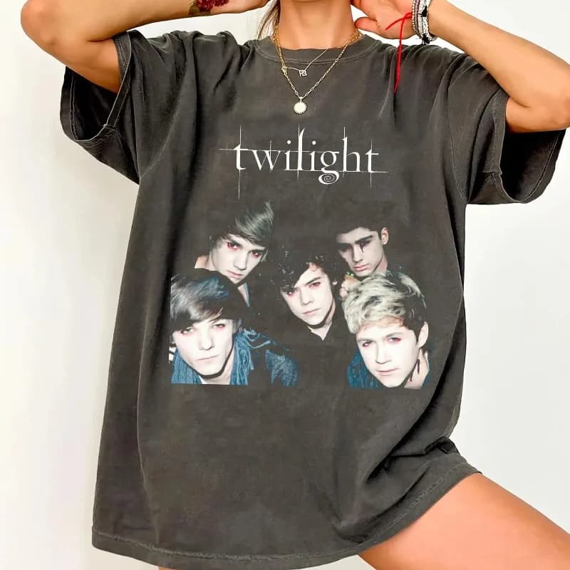 T-shirt Retro Twilight One Direction 2026 Estiva da Uomo e Donna, Ampia e Traspirante