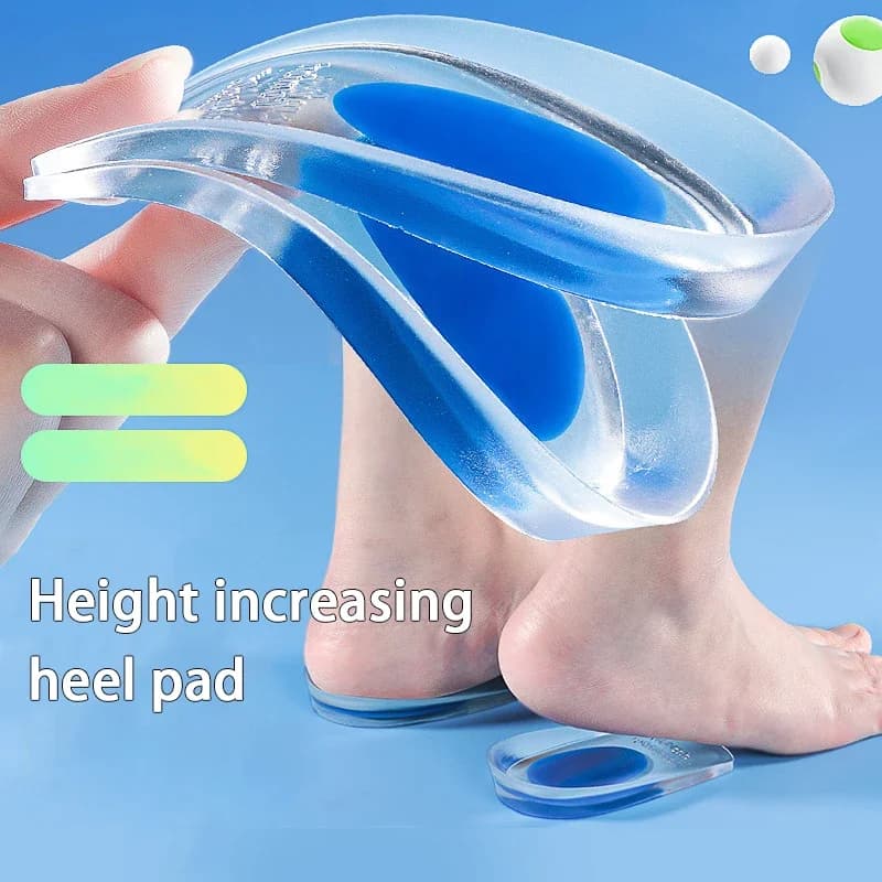 Coppe per tallone in silicone Solette in gel per scarpe Uomo Donna Speroni per tallone Inserti per alleviare il dolore Cuscino per il piede Modello per aumento di altezza Cuscinetto per scarpe