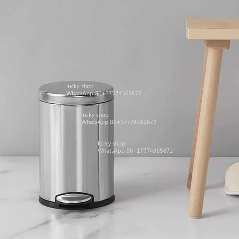 Cestino per Rifiuti con Pedale in Acciaio Inox Rotondo da 4,5 Litri