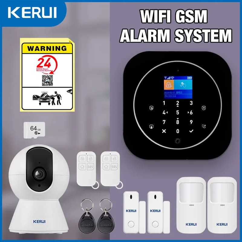 KERUI Sistema di Allarme di Sicurezza Domestica Supporto Alexa G12 Sistema di Allarme WIFI/GSM con App Telefono Sirena di Allarme Sensore PIR Tuya Smart APP
