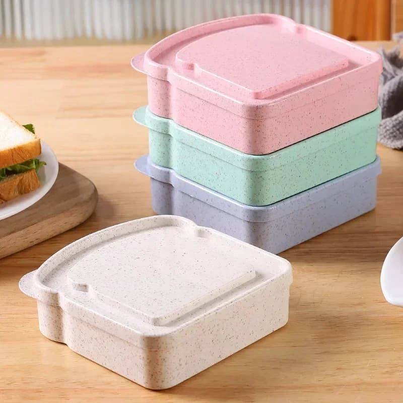 Portable Plastic Bento Box for Toast, Sandwich, Meal Box, Student Office, Outdoor Bento Box, Food Container with Lid