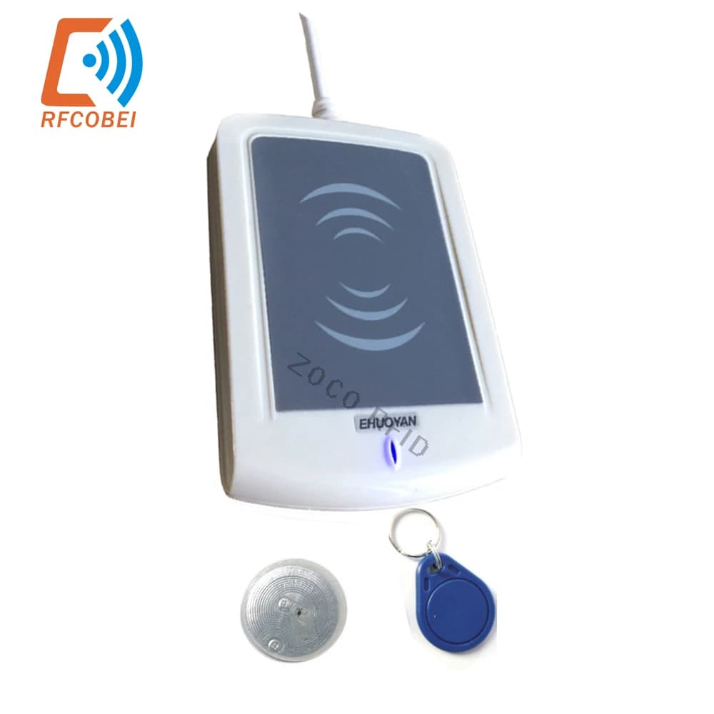 Scrittore lettore programmatore di schede RFID NFC USB 13,56 MHz ER302 + software gratuito + SDK + 2 pezzi Testare schede RFID Tag Ntag203