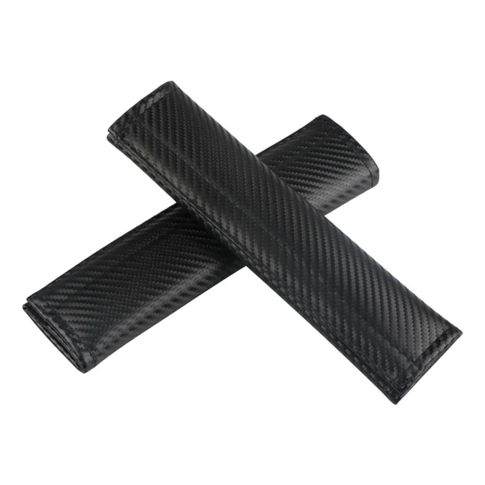 2 cinture di sicurezza in pelle per auto in fibra di carbonio, coperture per spalle, comfort in pelle, protezione per respiro, imbottitura, accessori auto