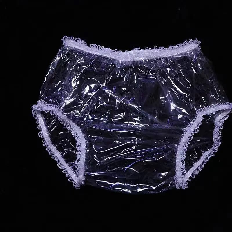 Lace Transparent Underpants Adult Diapers Sexy Plastic Panties PVC Incontinence Shorts Pants Clear Non Disposable Nappies abdll