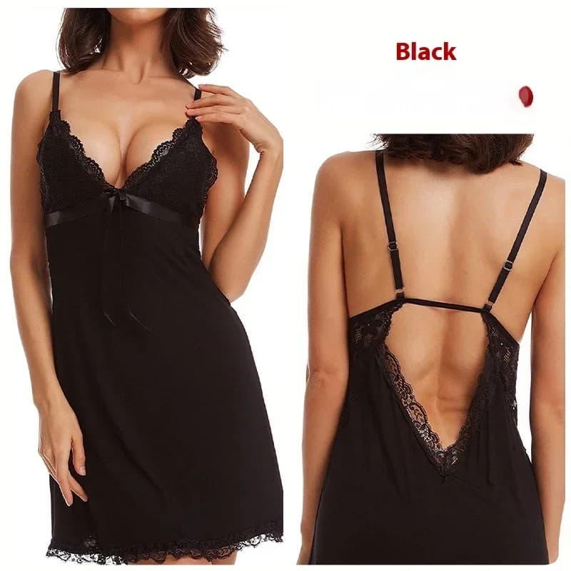 Indumenti da notte sexy Indumenti da notte da donna Indietro Scavato Camicia da notte Pigiama da donna Tinta unita Abito senza spalline Ragazza Indumenti da notte Homewear