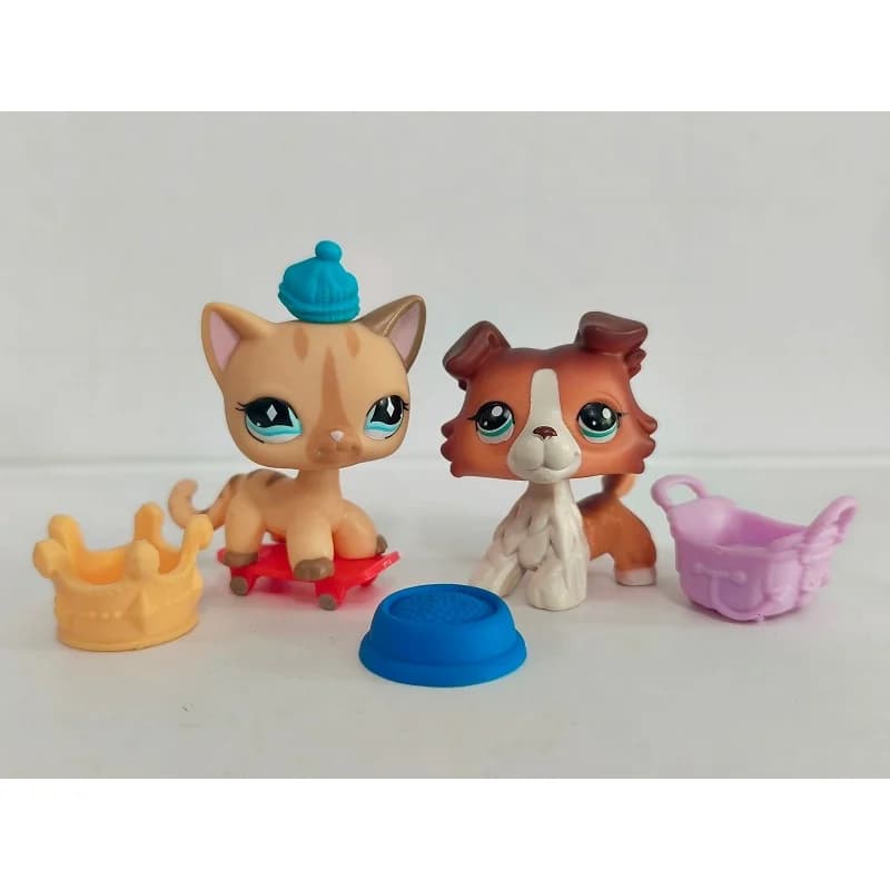 2 pz/lotto LPS Figura Gatto Cane # 886 # 1542 W/Accessori Mini giocattolo per negozio di animali