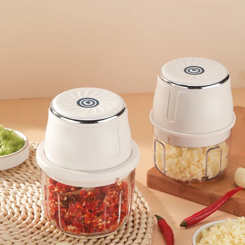 Robot da Cucina Elettrico Portatile per Bambini, Tritacarne, Tritatutto, Frullatore Multifunzione, Spremiaglio e Macchina per Schiacciare l'Aglio
