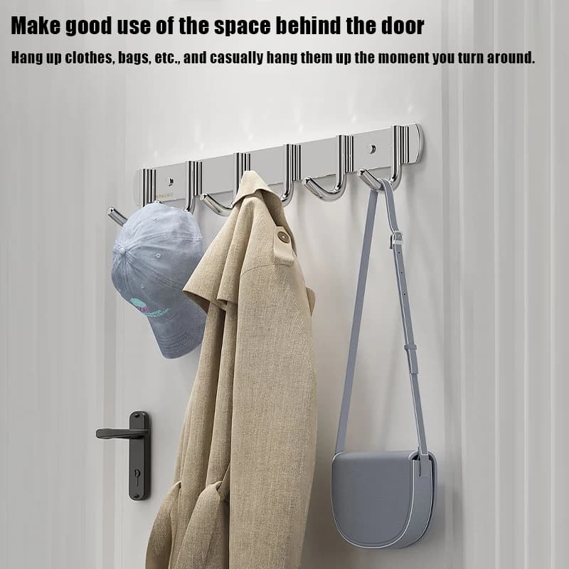 Hot Sale 1Pcs Stainless Steel No-Drill Bathroom Strong Adhesive Clothes Hanger Hook Wall Mount Heavy Duty Rustproof Hardware