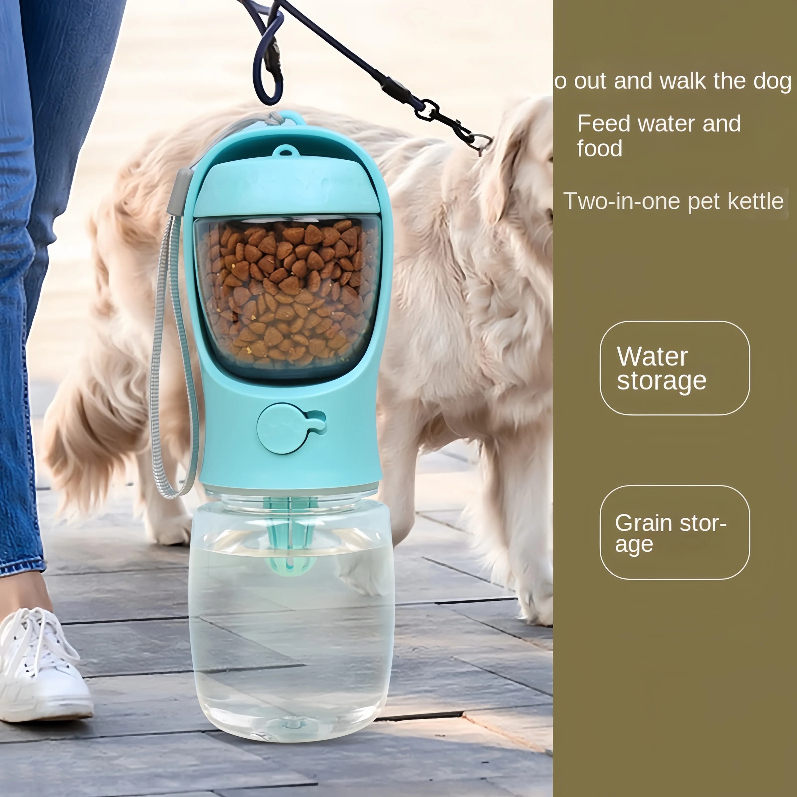 Portable dog and cat water bottles, pet feeding bowls, outdoor travel pet supplies, food and water storage containers