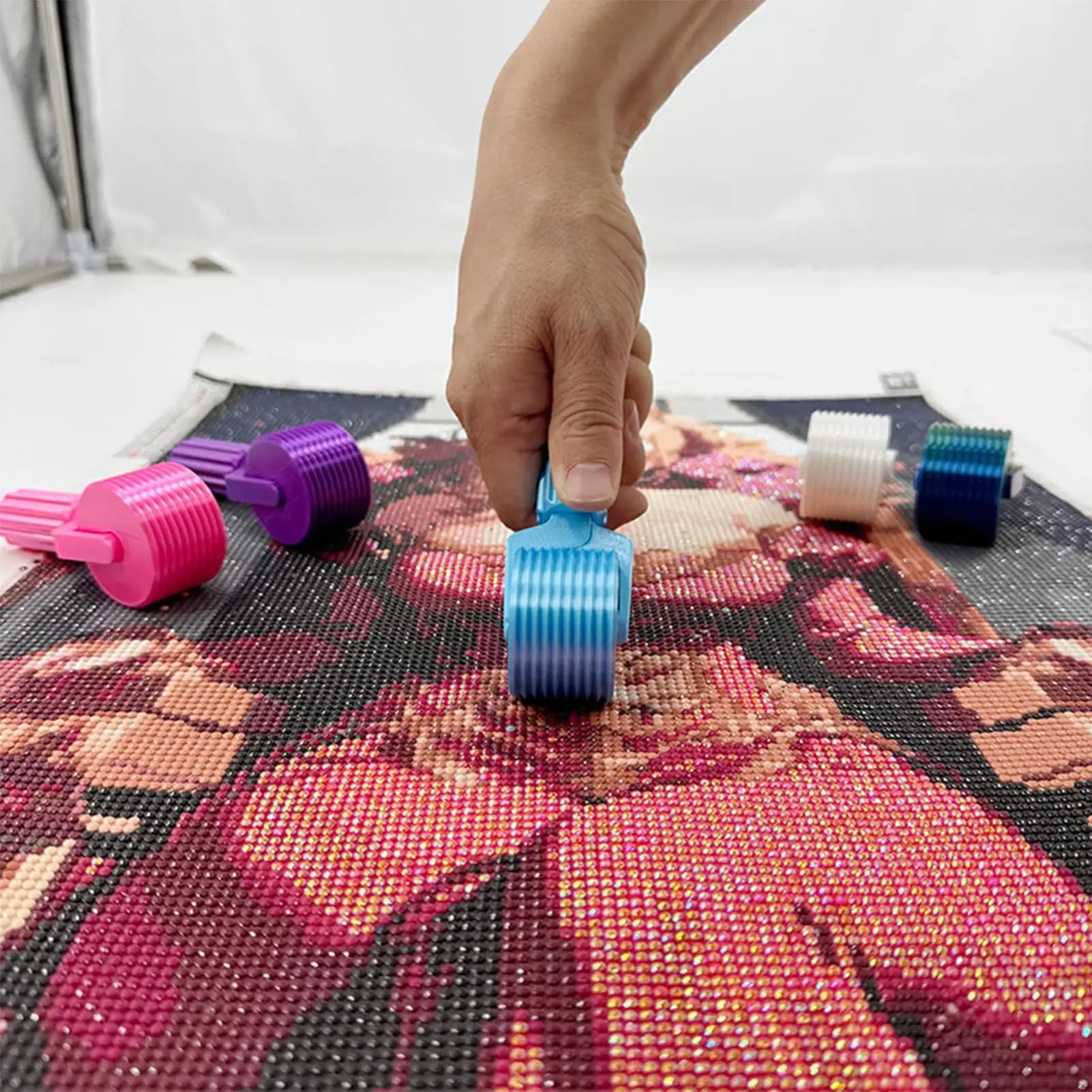 Rullo per pittura con diamanti in plastica Perline a rullo staccabili Fissaggio corretto Strumento per pittura con pasta stretta Accessorio per pittura con diamanti fai-da-te