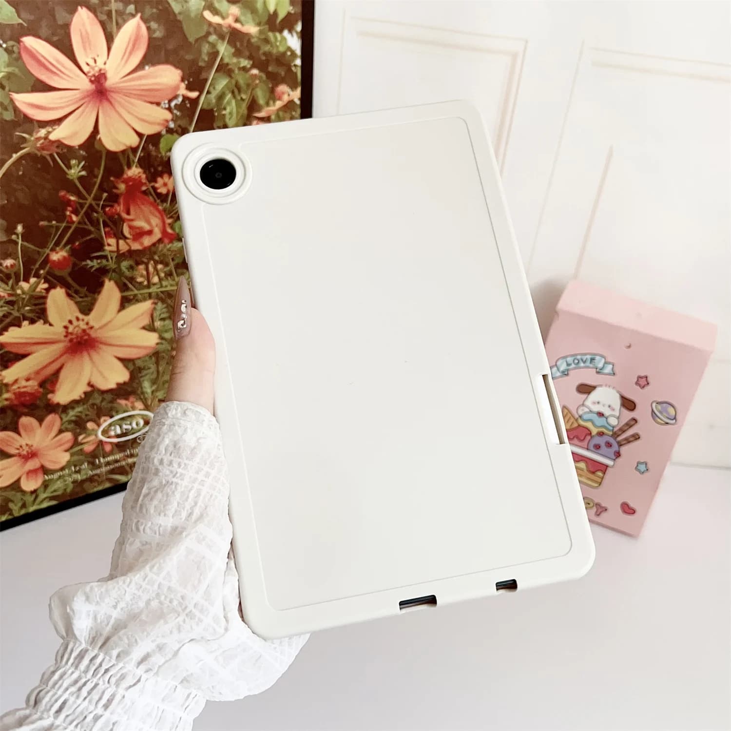 Per Samsung Galaxy Tab A9 Custodia per tablet in TPU tinta unita con portapenne - Bianco