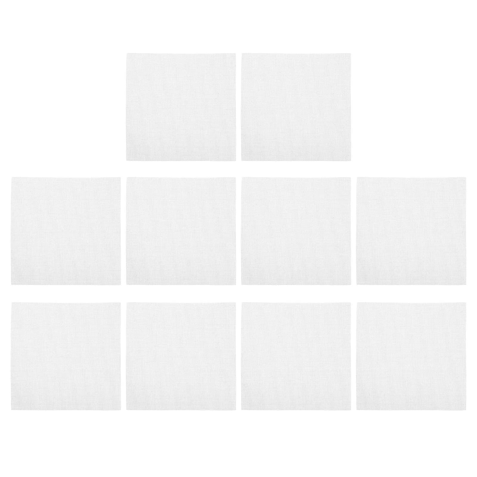 10Pcs Embroidery Fabric White Cotton Grid Cloth Suitable for Cross Stitch Punch Needle DIY Sewing Craftwork Material