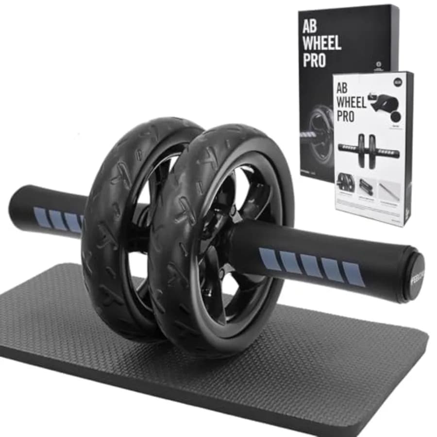Abdominal wheel with knee support for abdominal exercises, core training, weight loss, silent, easy to mount, light, perfect for home