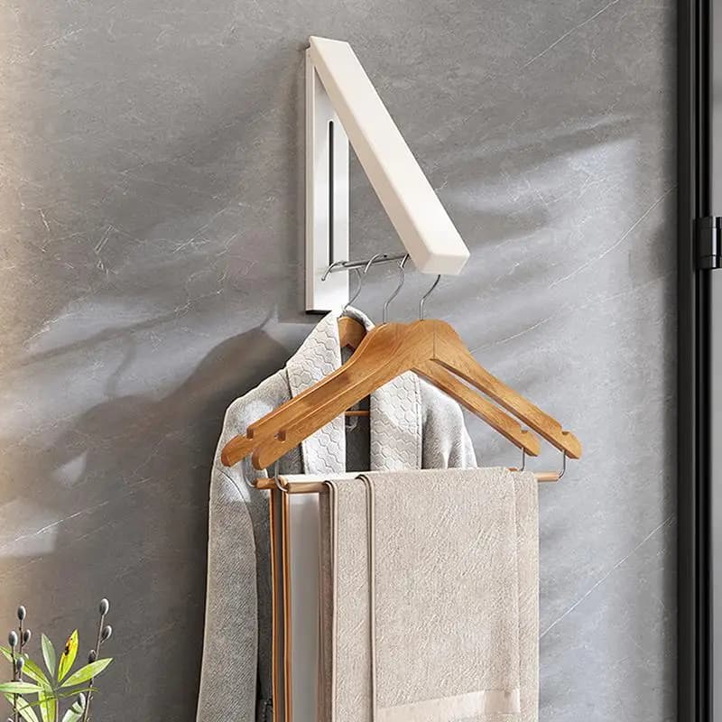 Wall Mounted Folding Clothes Hanger No Drilling Optional Space Saving Drying Rack for Rental Home Laundry