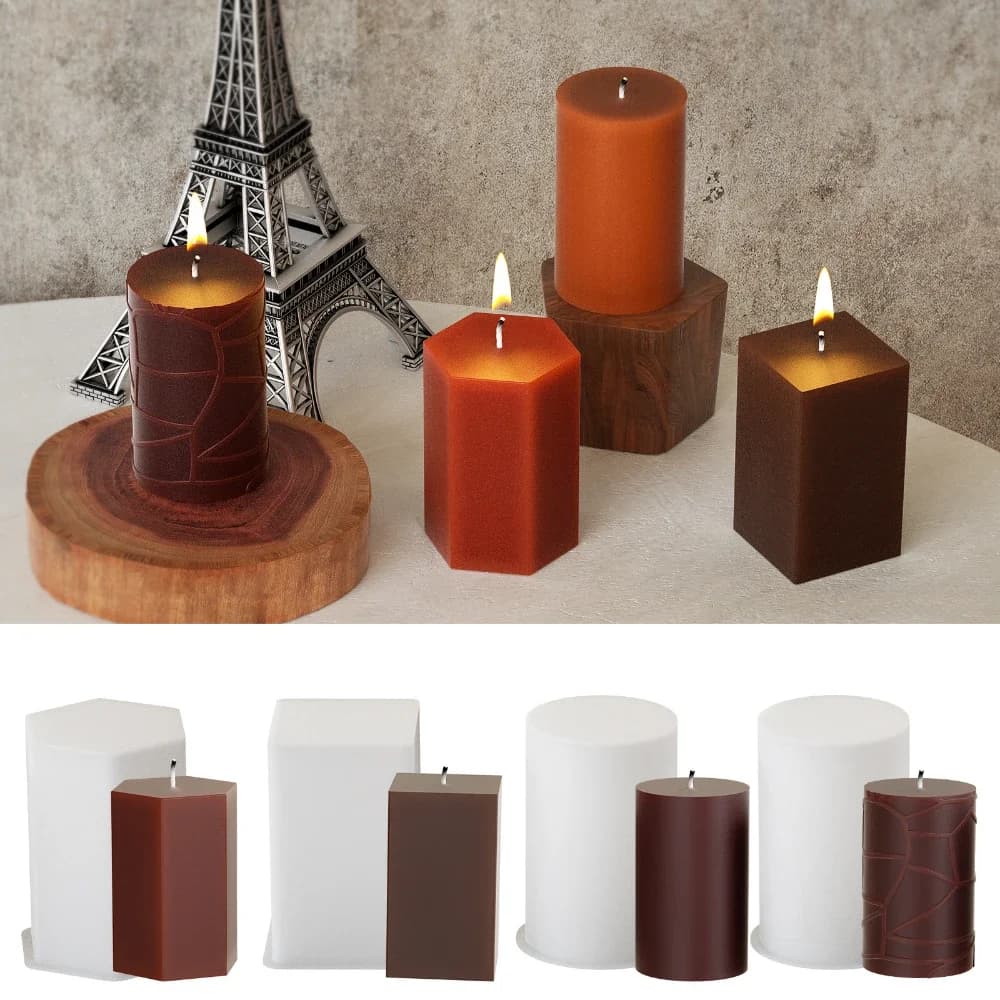 Simple Artist Geometry Shape Resin Making Set Relief Crackle Cylinder Candle Soap Silicone Molds Square Icicle Easy Demold Mould