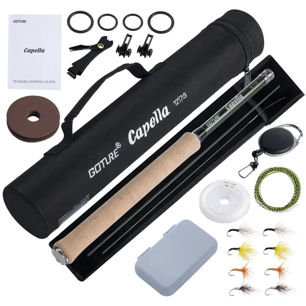 Goture Combo Fishing rod in Moscow Tenkara Classical 12FT, Ultralight and IM8 Carbon Fiber Portable, with Mosque Set, Lenza and Esche