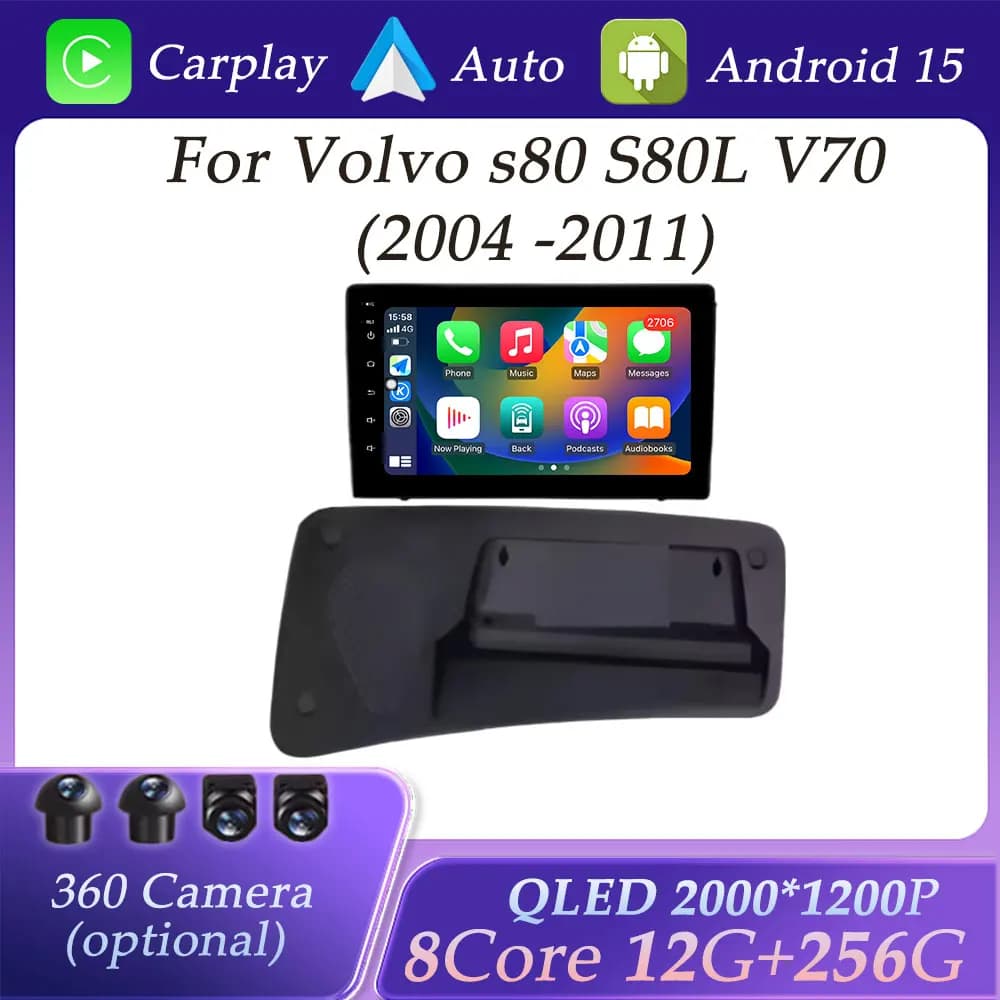 Autoradio Video Lettore Multimediale per Volvo s80 S80L V70 2004 - 2011 GPS Navi DSP Stereo Carplay QLED Schermo Diviso WIFI