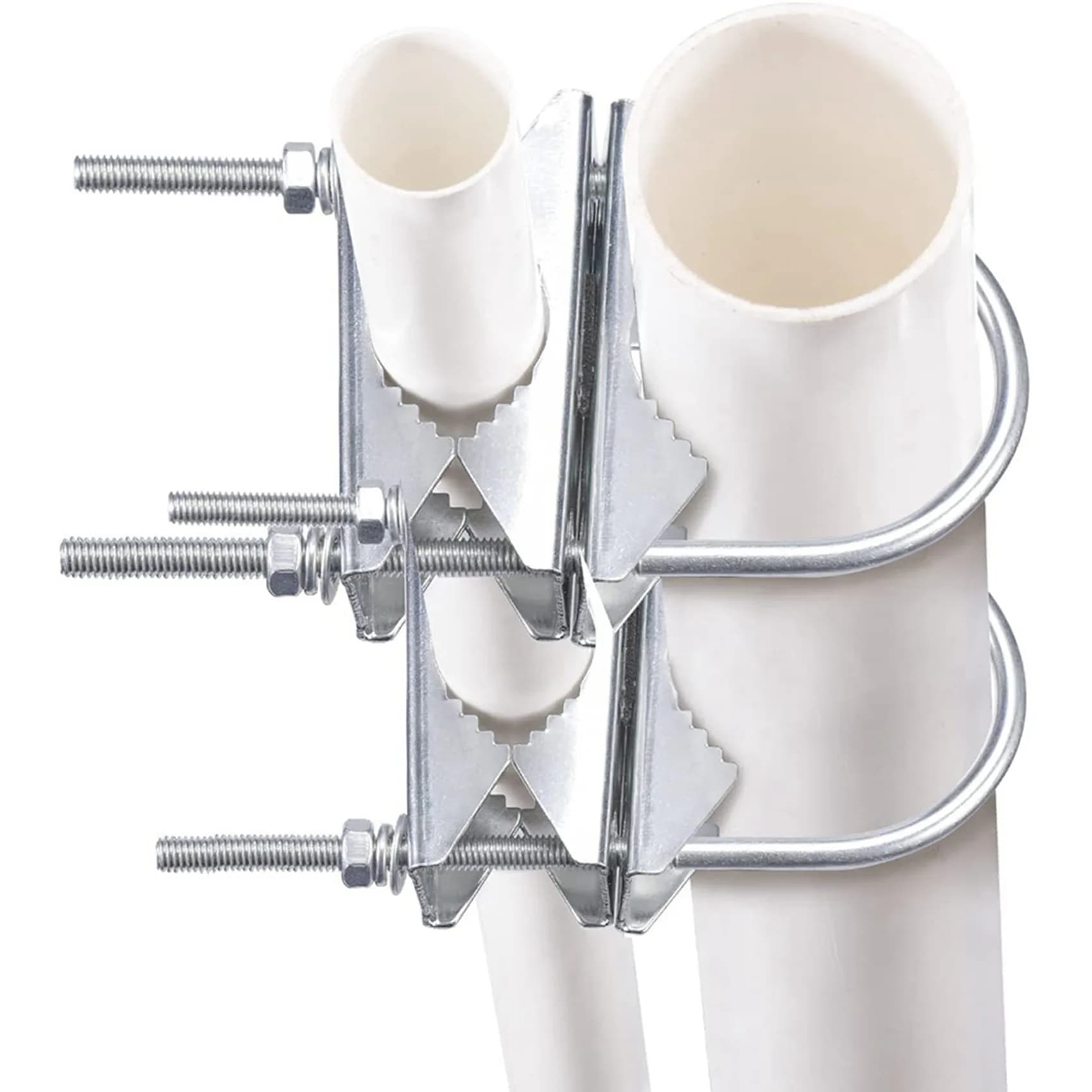 Ingenious-Double Antenna Mast Clamp V-Jaw Bracket U Bolts Pipe Mounting Hardware 4 Sets For Yagi Wifi Antenna, TV Antenna