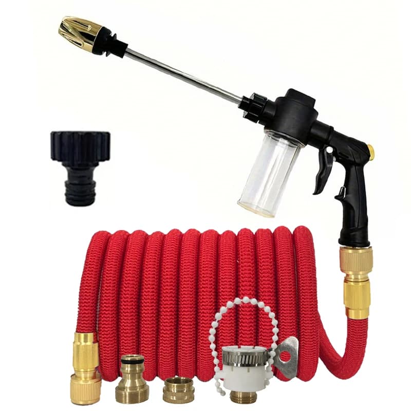 Tubo da Giardino con Ugello, Tubo Magico ad Alta Pressione per Lavaggio Auto, Ugello Schiumogeno, Spruzzo Regolabile, Tubo Flessibile Espandibile 25-125FT