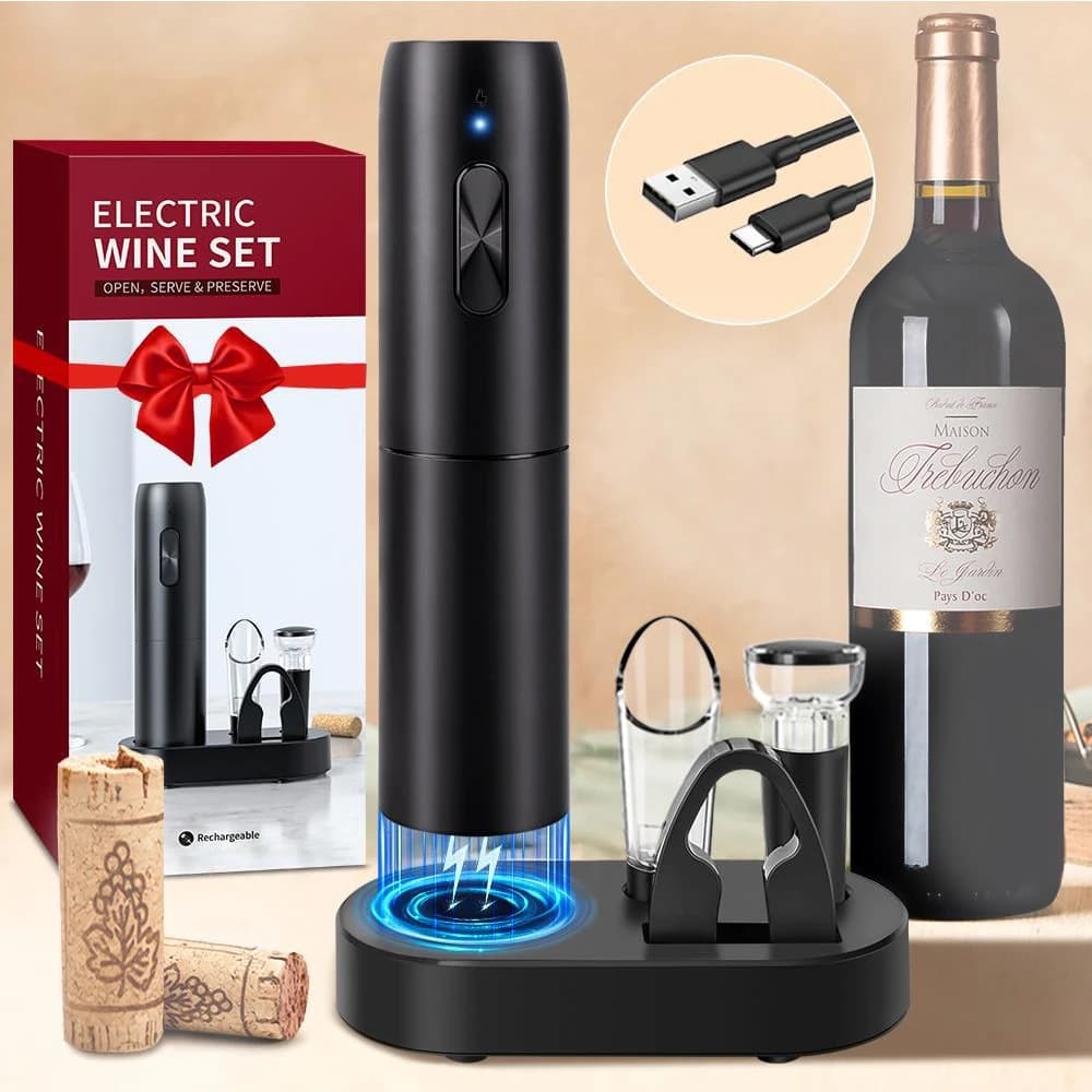 Electric bottle opener for wine automatic bottle opener for red wine rechargeable bottle with rechargeable base for wine kitchen products
