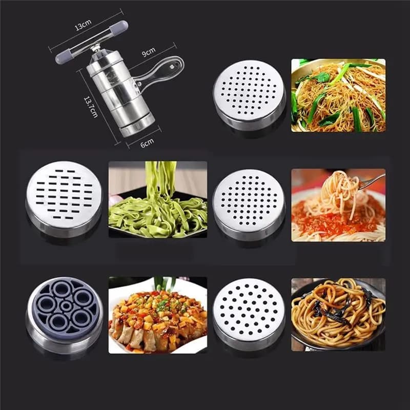 Macchina per Fare la Pasta YHYS, in Acciaio Inox, Manuale, con Stampi per Pasta