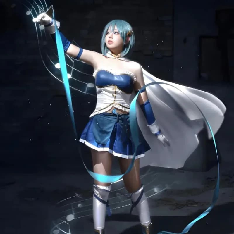 Anime Puella Magi Madoka Magica Miki Sayaka Cosplay Costume Battle Uniforms Accessories Full Set Carnival Party Dress Up Girlx;8