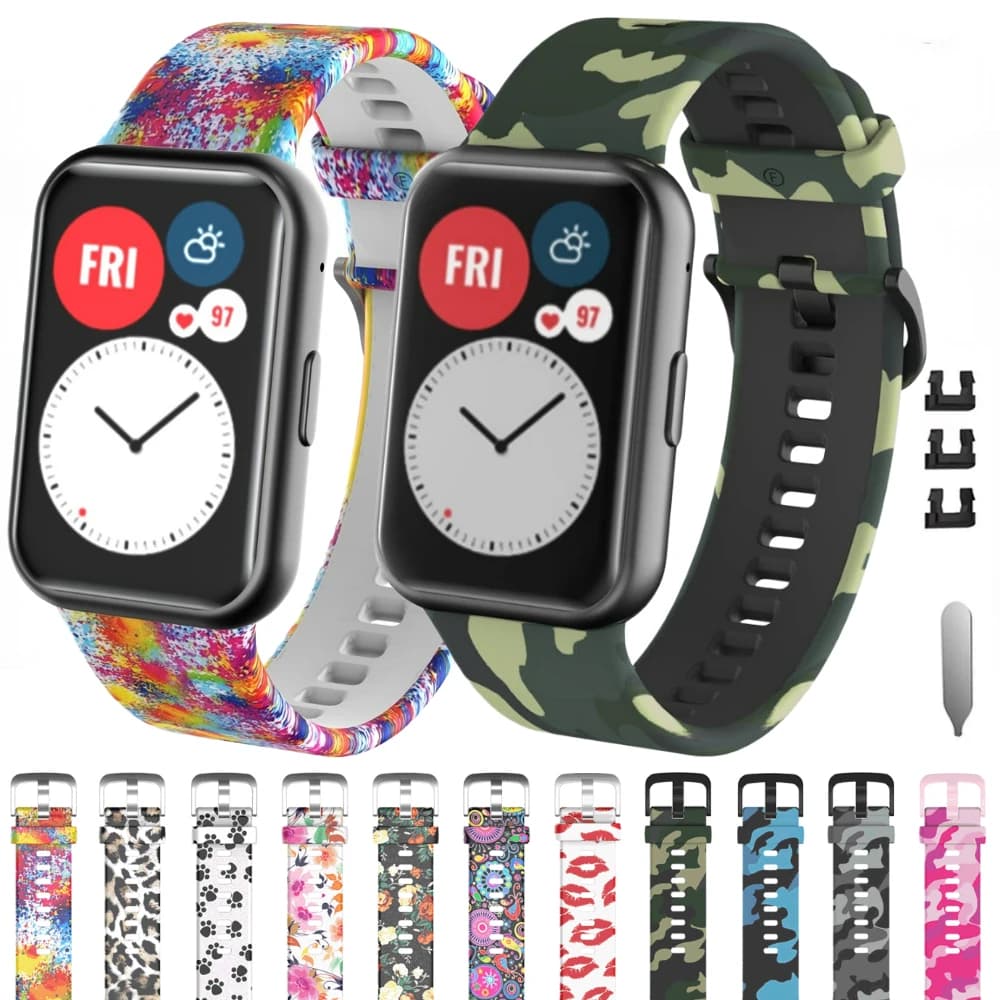 Cinturino in silicone per Huawei Watch Fit Bracciale Smart Watch Camouflage Graffiti Cinturino sportivo Huawei Watch Fit Accessori cinturino