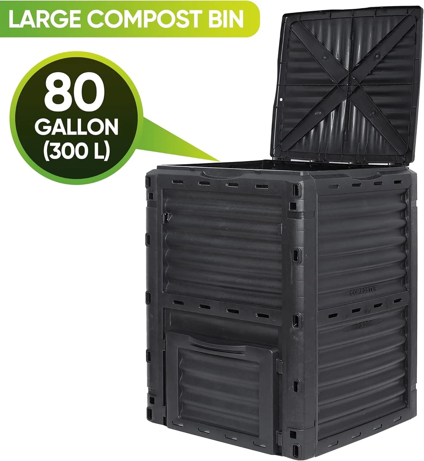 300L Garden Compost Bin Heavy Duty Outdoor Composter with Vents for Kitchen Waste Leaves and Yard Trimmings OEM Wholesale