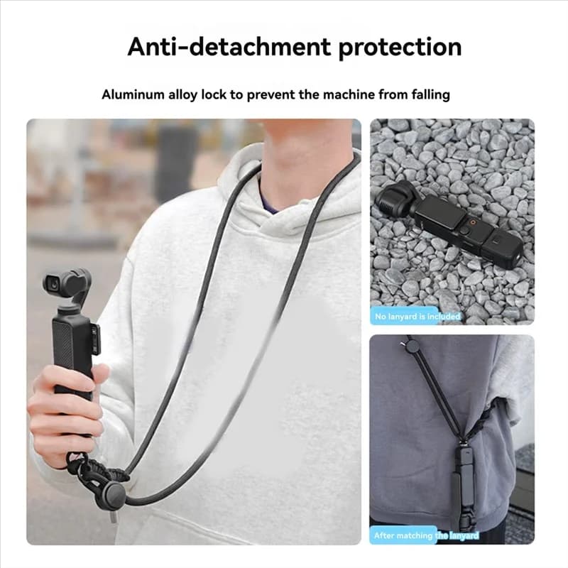 Tracolla regolabile per cordino per fotocamera per Pocket 3 Insta360 X3 X4 Gopro con vite da 1/4 pollici Corda di sicurezza anti-smarrimento A
