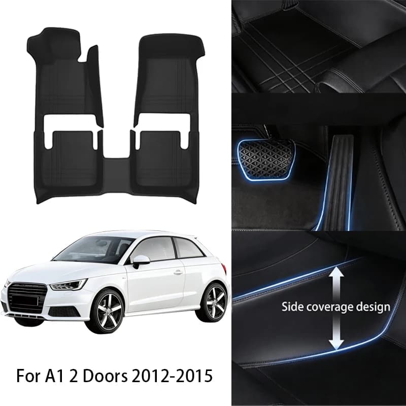 Tappetini Auto in Pelle PU su Misura per Audi A1 2 Porte 4 Porte 2012 2015 2018 Set Completo di Lusso Accessori Interni Auto