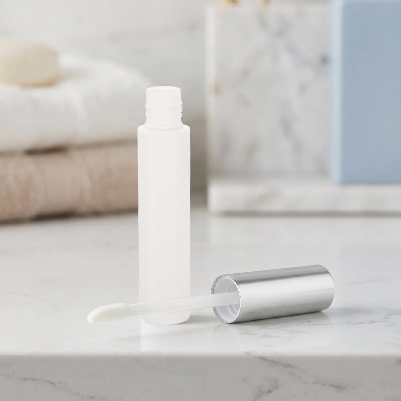 8Pcs Eyelash Tube Matte Silver Refillable Empty Lash Oil Mini Mascara Bottles 10Ml Compact Leakproof Eyelash Travel Container