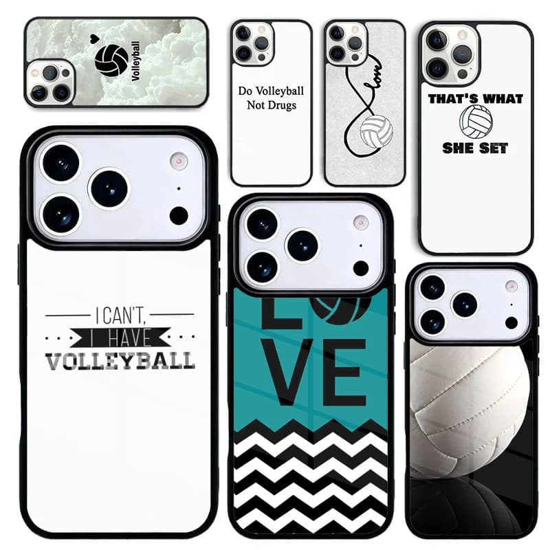 Cover per iPhone 17 Air 16 Pro Max 15 Plus 11 13 Mini 14 12, Custodia Posteriore per Telefono, Tema Sportivo Pallavolo