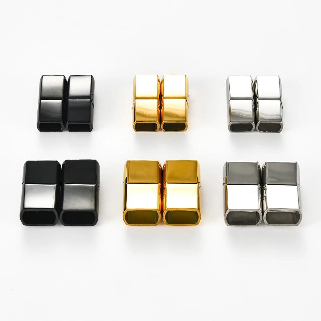 1Pc Stainless Steel Magnetic Clasp Hole 8*5/12*6MM Leather Cord Bracelet Flat Closure End Caps For DIY Jewelry Making Accessory