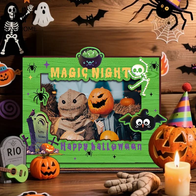 Halloween Frame, Photo Frame, Small Wooden Frame, Happy Halloween Home Decor Table Display, Kids Halloween Gift