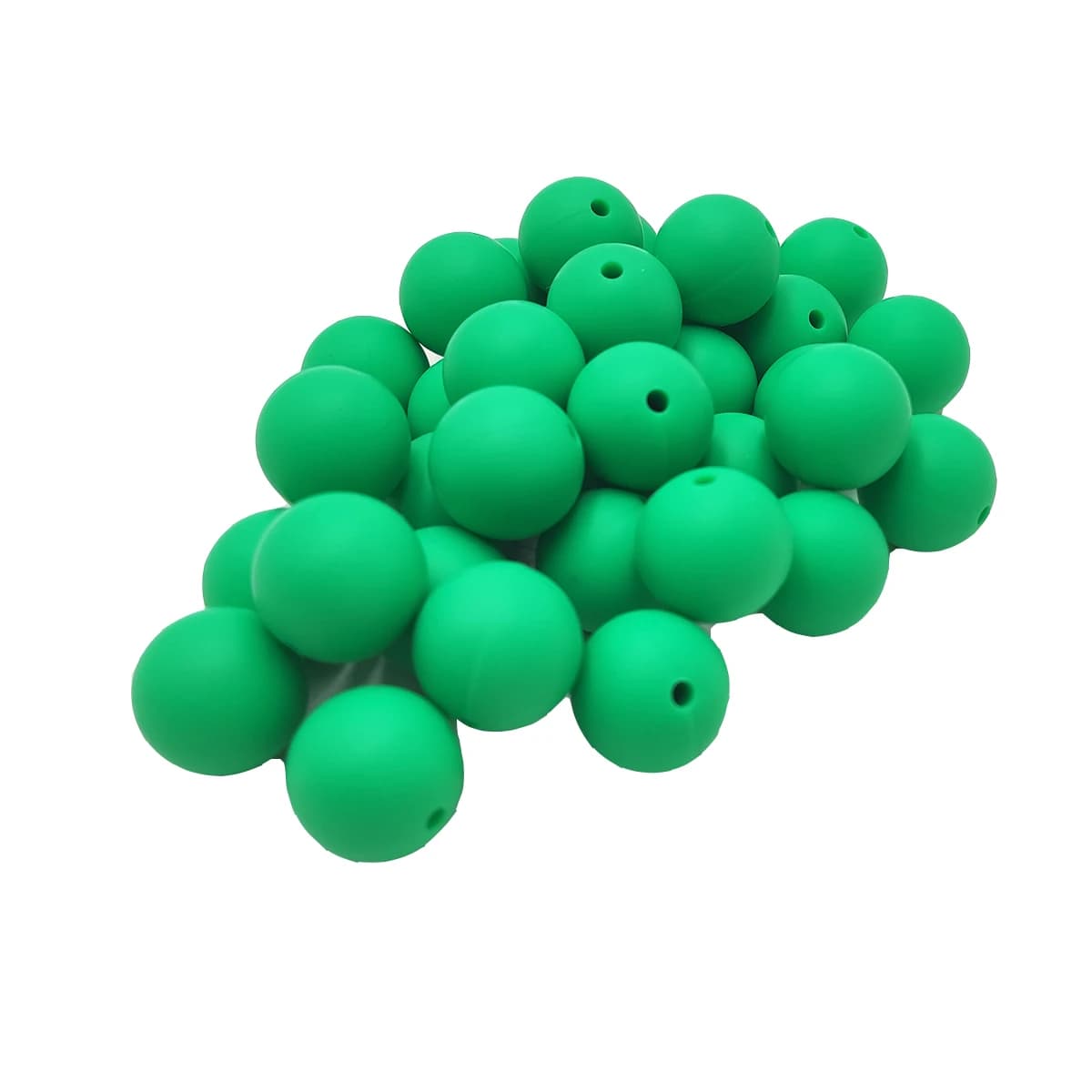 Perline Rotonde in Silicone Alimentare Verde Kelly 12/15mm per Collana da Dentizione Neonato, Catena Portaciuccio Fai da Te, Prodotto per la Cura del Dentizione del Neonato