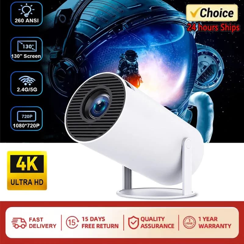 Proiettore LED HY300 per Home Cinema e Film, Proiettore Portatile da Esterno 2026 Nuovo 4K WiFi 1080P 1280x720P HD per Videogiochi e Proiezioni