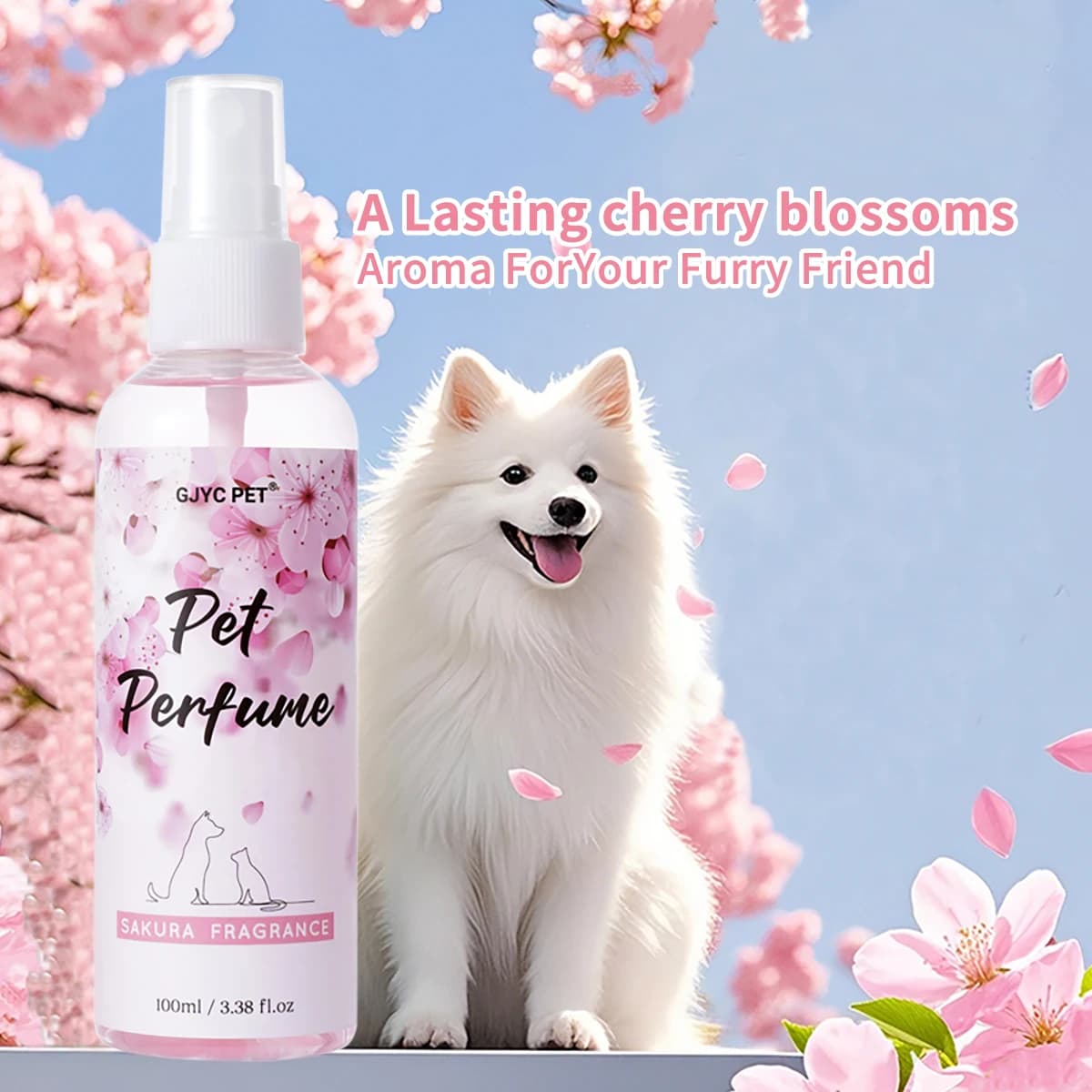 Sakura Blossom Pet Profumo Spray Eliminatore di odori a lunga durata Formula delicata senza alcool Sicura per cani Gatti