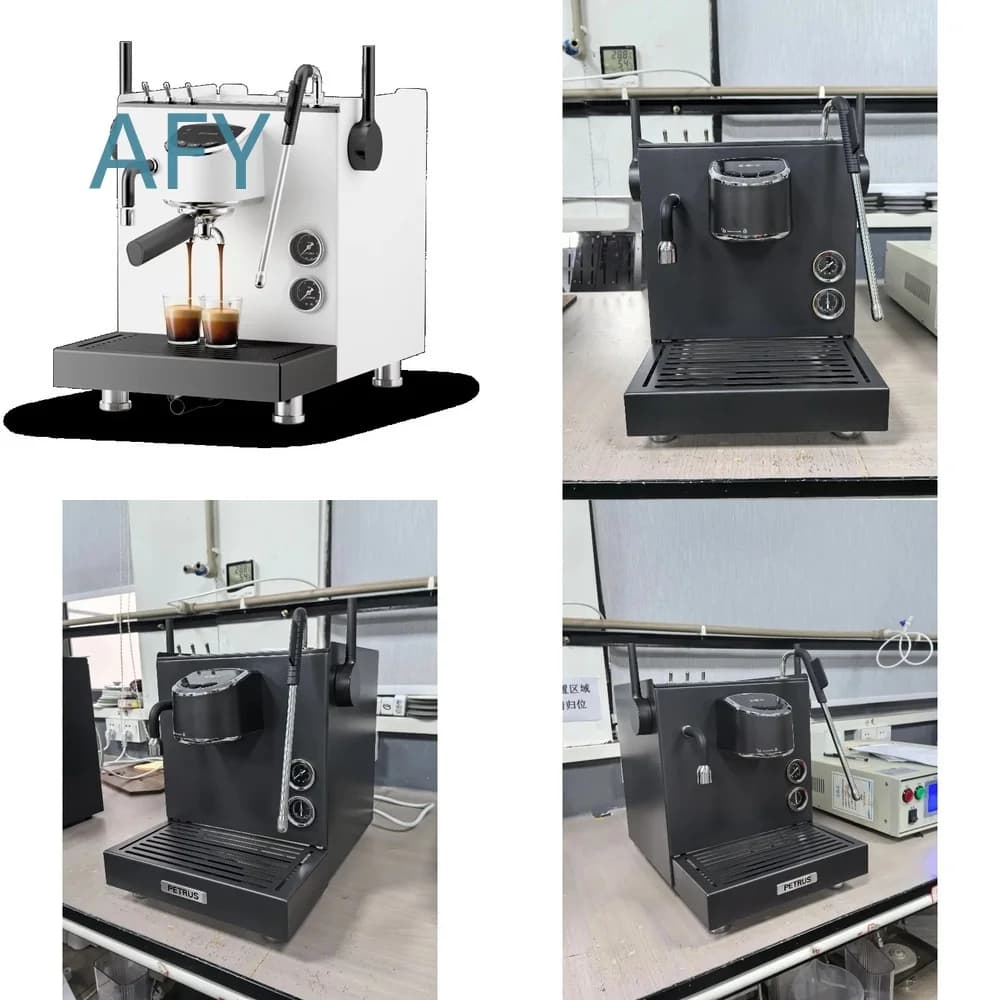 Semi-Automatic Espresso Machine for Home Commercial Use with Dual Pressure Gauges Milk Frother Steam Wand Coffee Maker