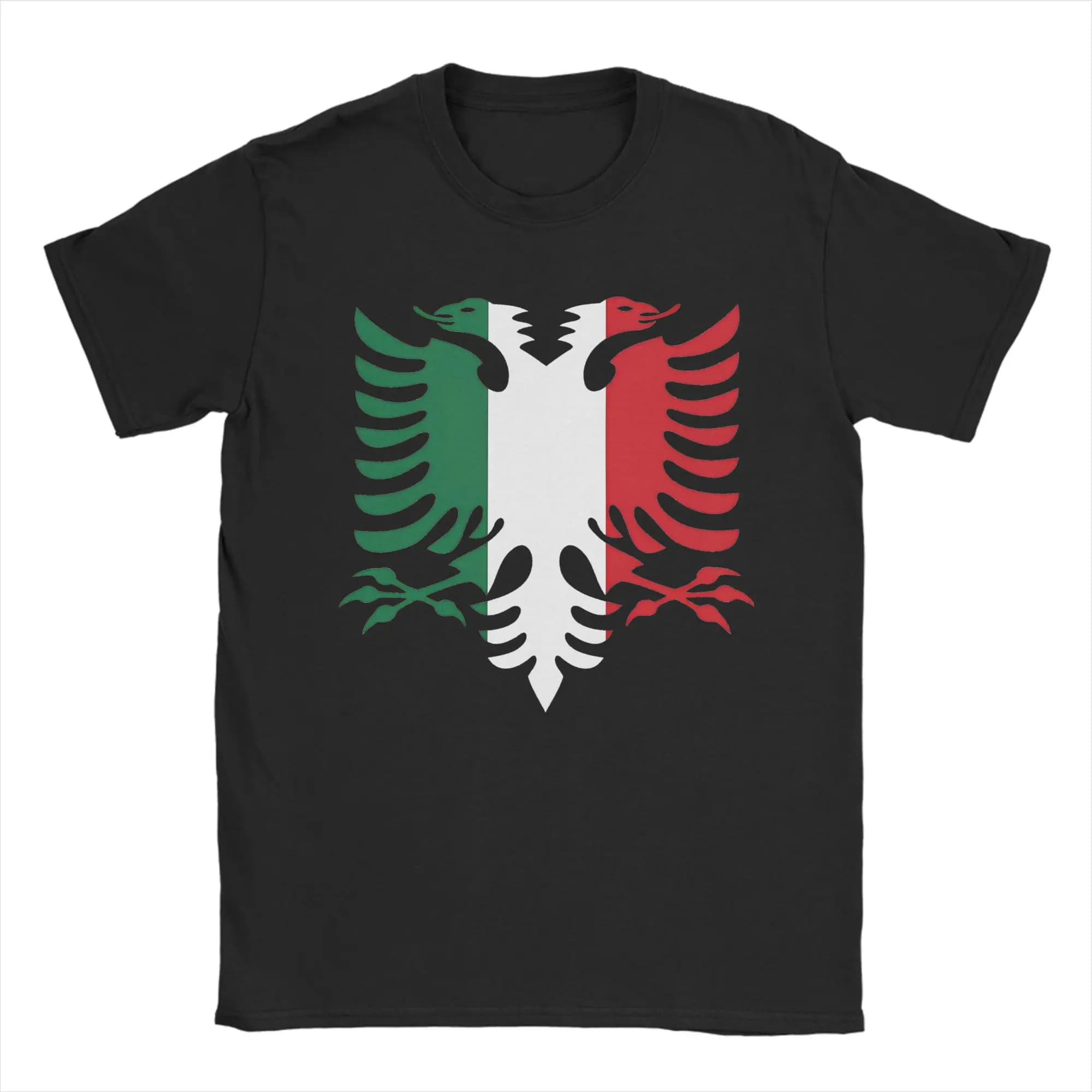 Printed Italy Albania Flag T-Shirt Unisex O-neck Short Sleeve Clothes Kosovo Albanians Cotton Summer Top Tee