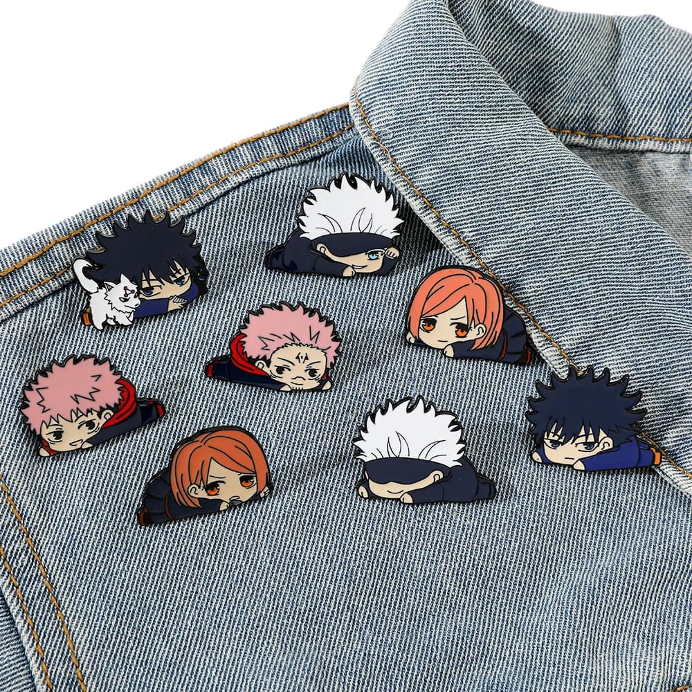 8 Pcs Anime Brooch Itadori Yuji Nobara Kugisaki Cute Enamel Wallet Backpack Clothing Jewelry Metal Badge Accessories Gift