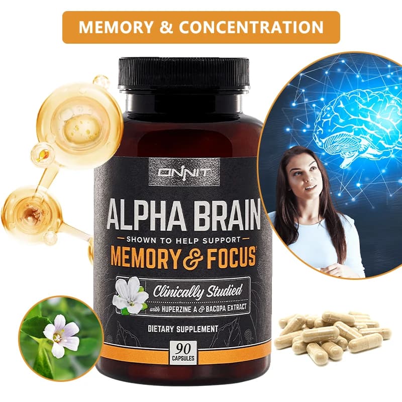 Alpha Brain - Supplement Nootropico Premium for Brain - Excellent for Concentration, Memory and Focus - 90 Capsules