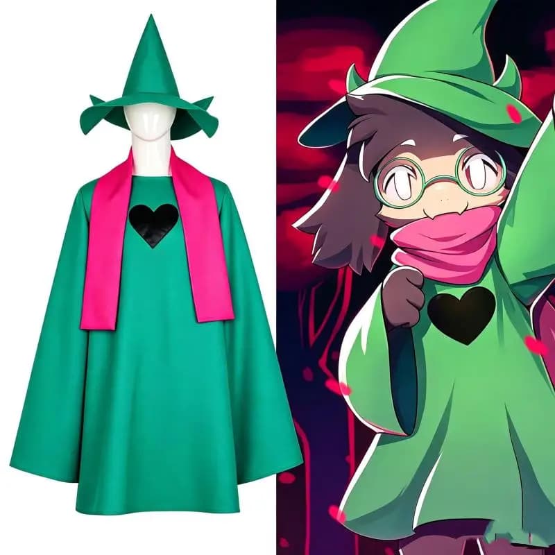 Ralsei Cosplay Hoodie Cloak Top Deltarune Cosplay Cape Outfit With Hat Scarf Halloween Costume