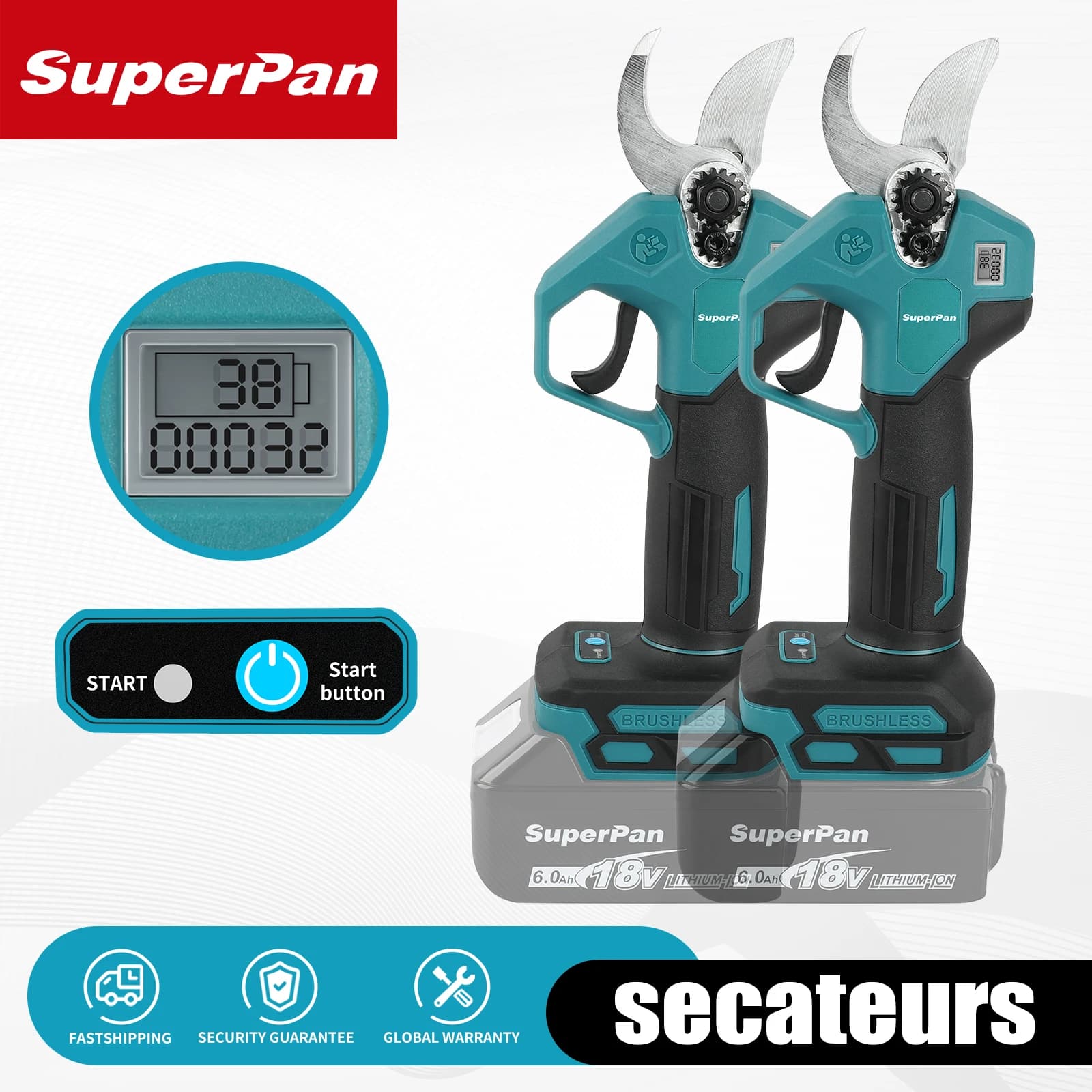 Electric Power Scissors with Brushless Motors, 18V Lithium Battery, Garden Tools, Compatible with Makita 18V Batteries
