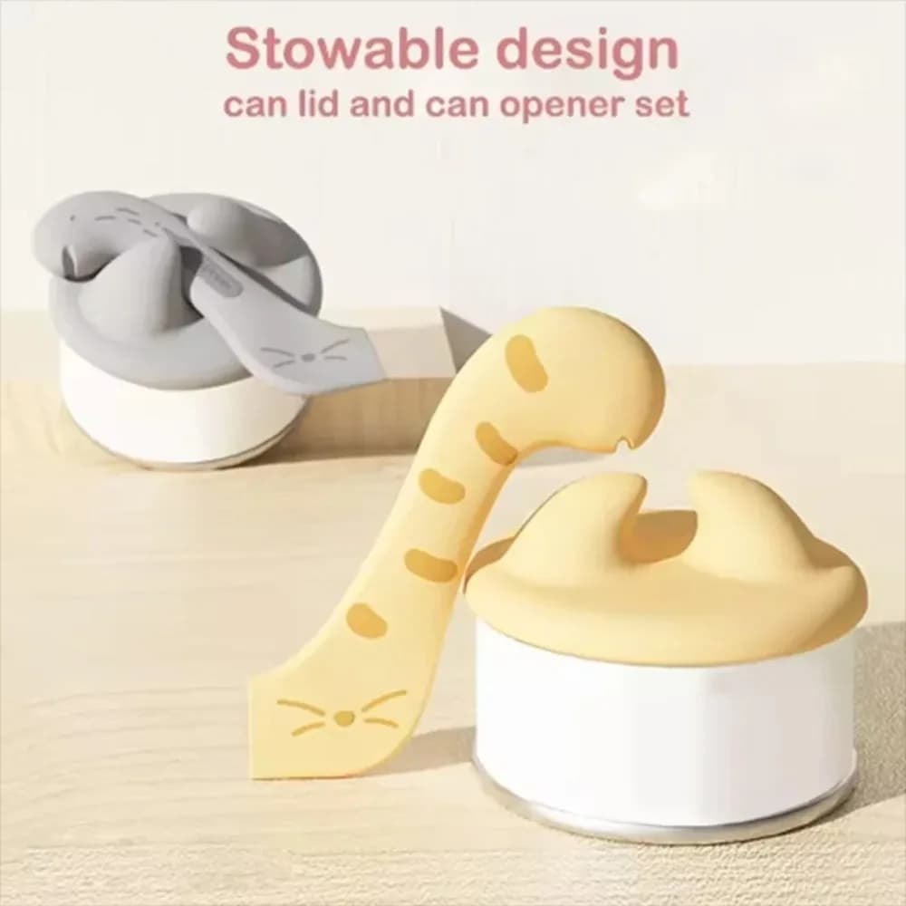 Multifunctional Cat Can Spoon Opener Silicone Wet Food Feeding Spatula Lid Sealer Tool for Cats Dogs Pet Supplies