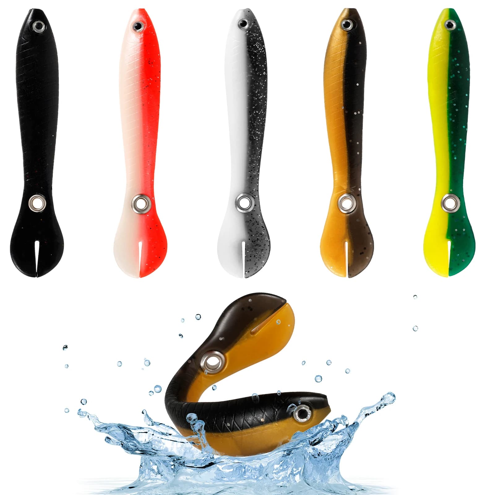 5 3D fishing baits, soft loach simulation baits, deep immersion baits, 3.9 inch PVC fishing baits for fishing