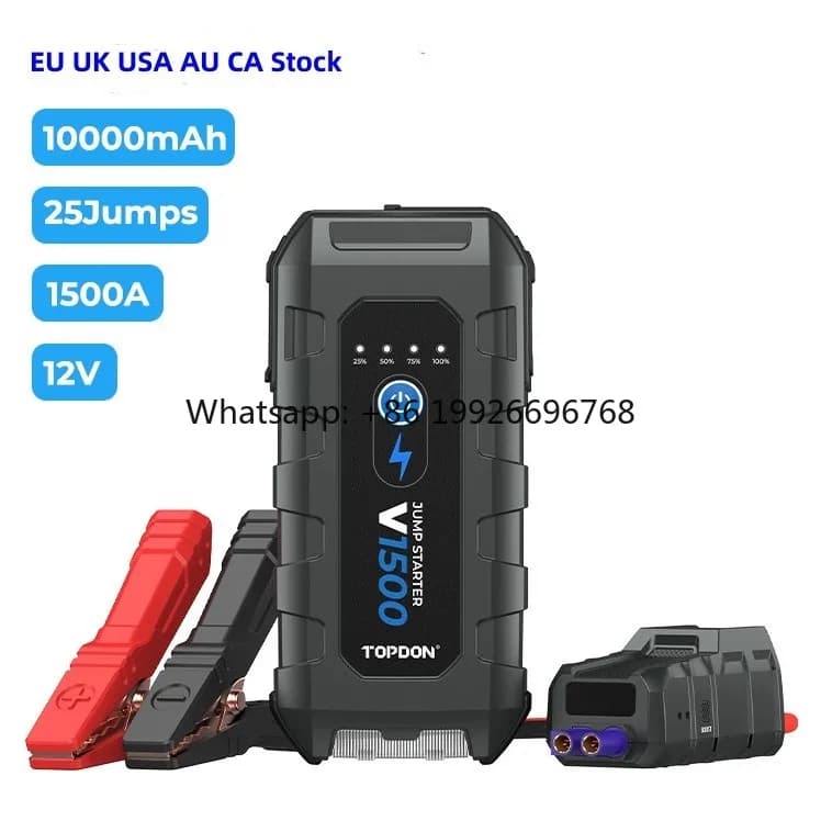 Avviatore di Emergenza V1500 12V 1500A 10000mAh per Auto, Moto e Camion - Power Bank e Booster Batteria